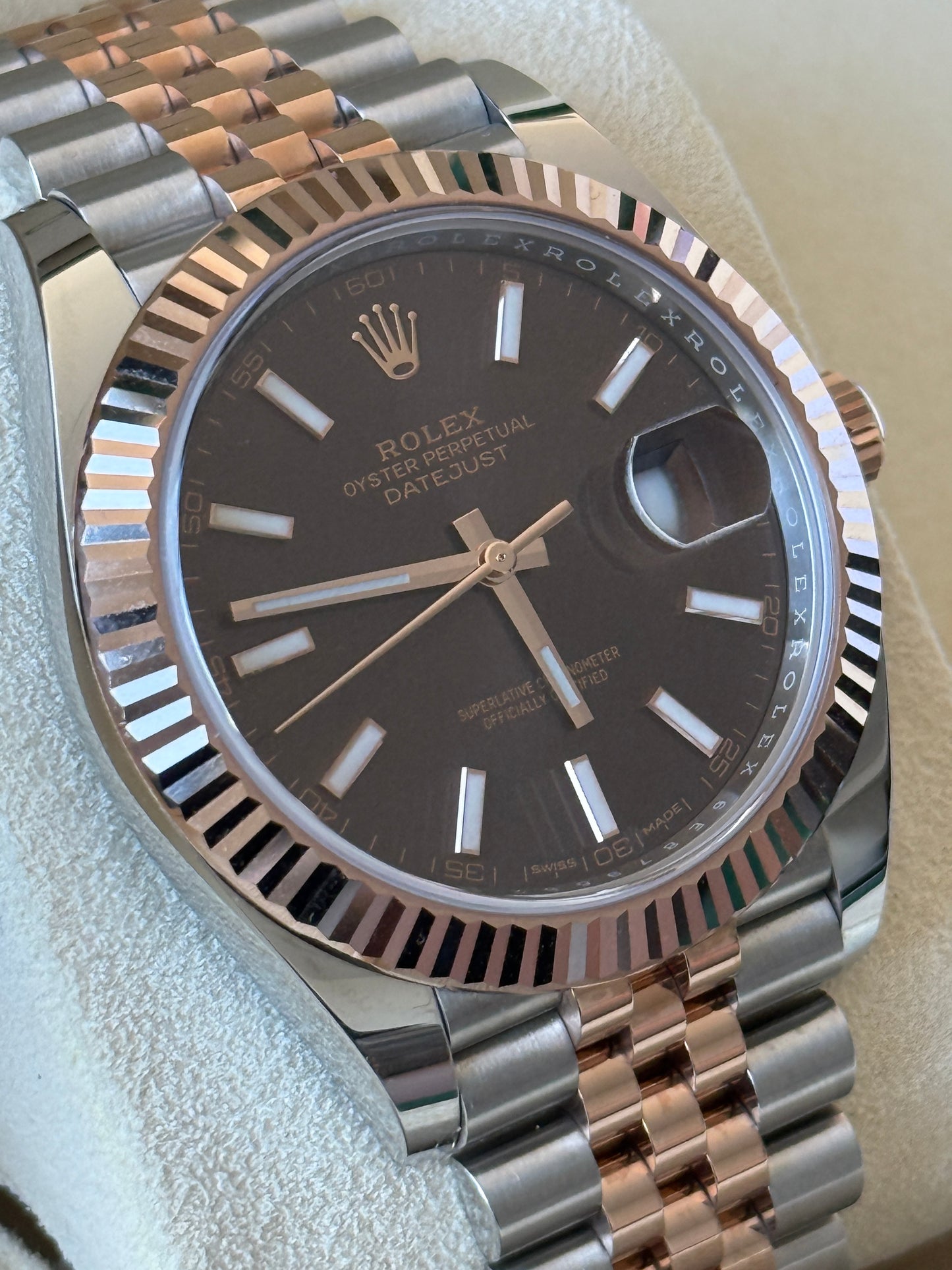 2018 Rolex Datejust Chocolate Two Tone Rose Gold 41mm 126331 "NOS"