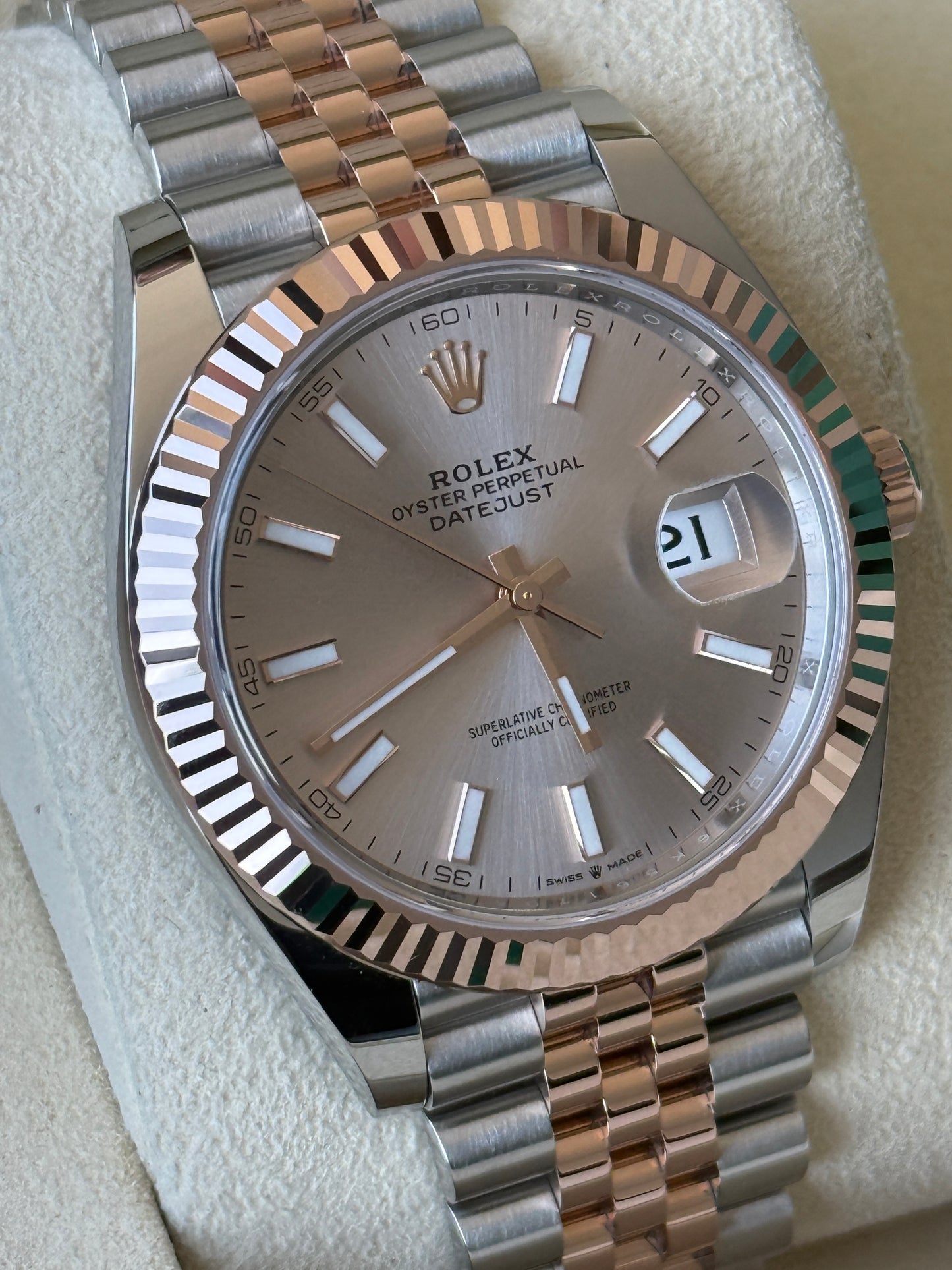 2021 Rolex Datejust Sundust Two Tone Rose Gold 41mm 126331