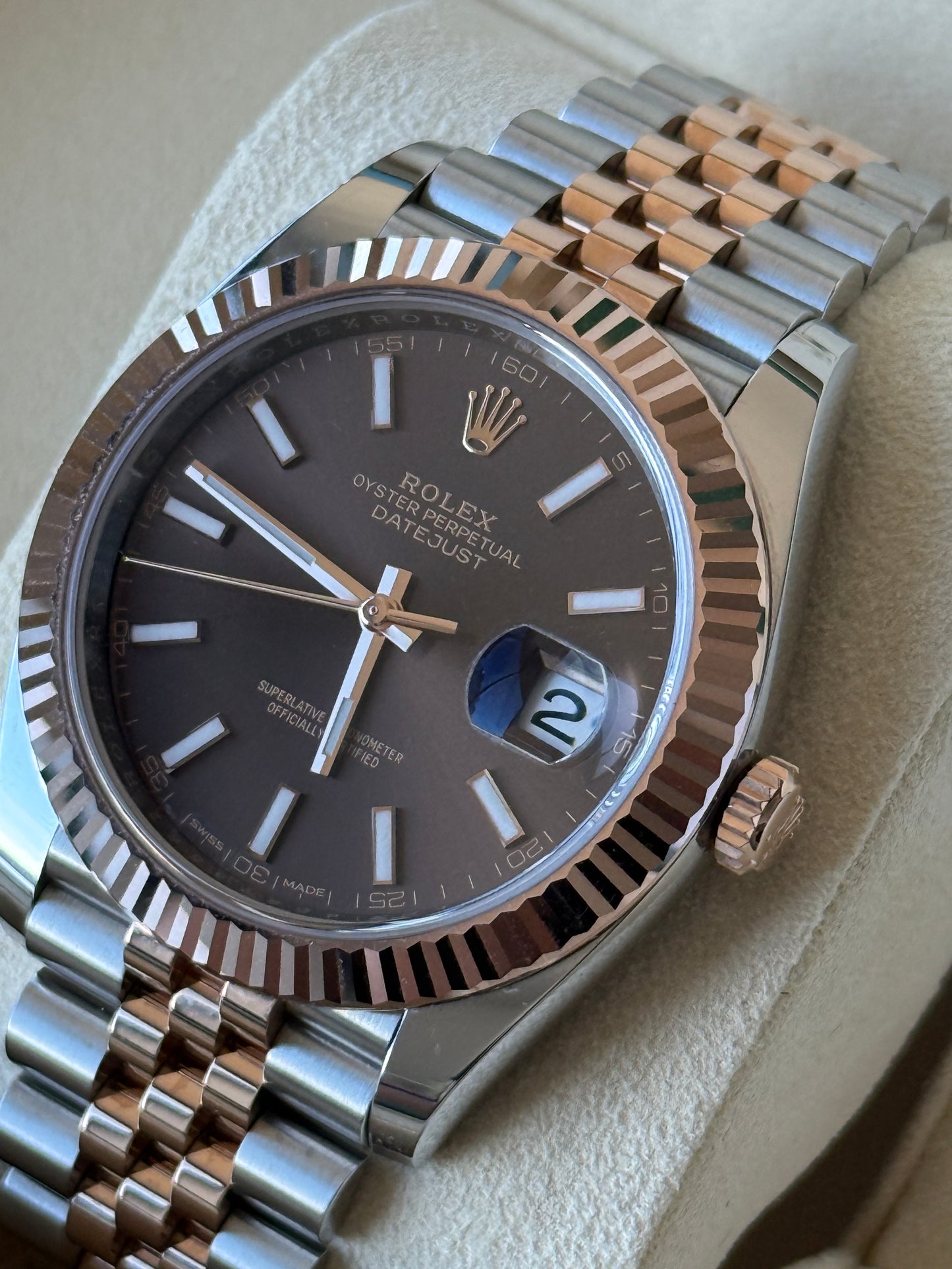 2018 Rolex Datejust Chocolate Two Tone Rose Gold 41mm 126331 "NOS"