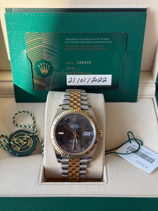 2022 Rolex Datejust Wimbledon Two Tone Yellow Gold 41mm 126333