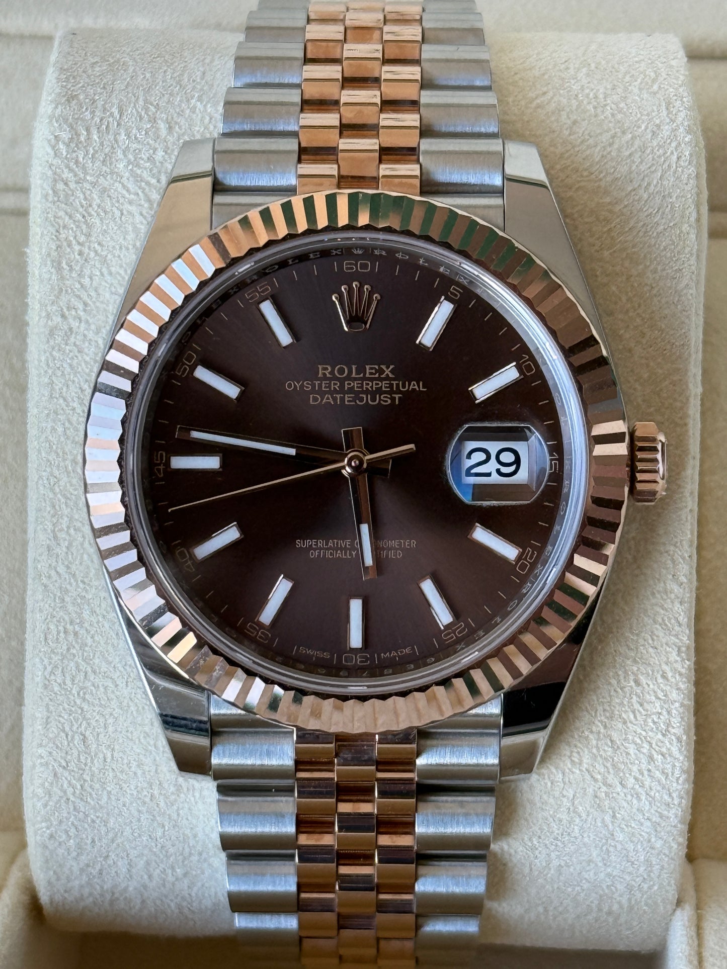 2018 Rolex Datejust Chocolate Two Tone Rose Gold 41mm 126331 "NOS"