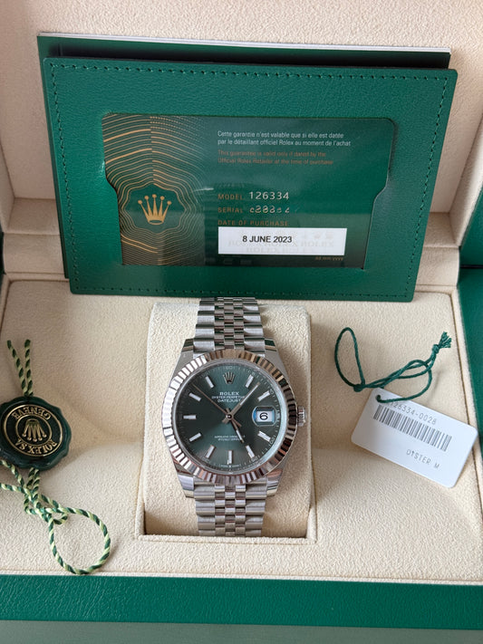 2023 Rolex Datejust Mint Green 41mm 126334