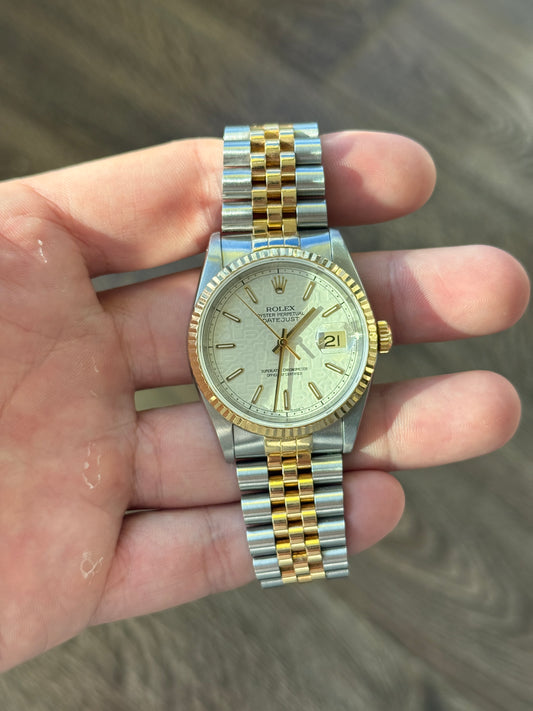 1990 Rolex Datejust 36mm Two Tone Cream Anniversary Dial