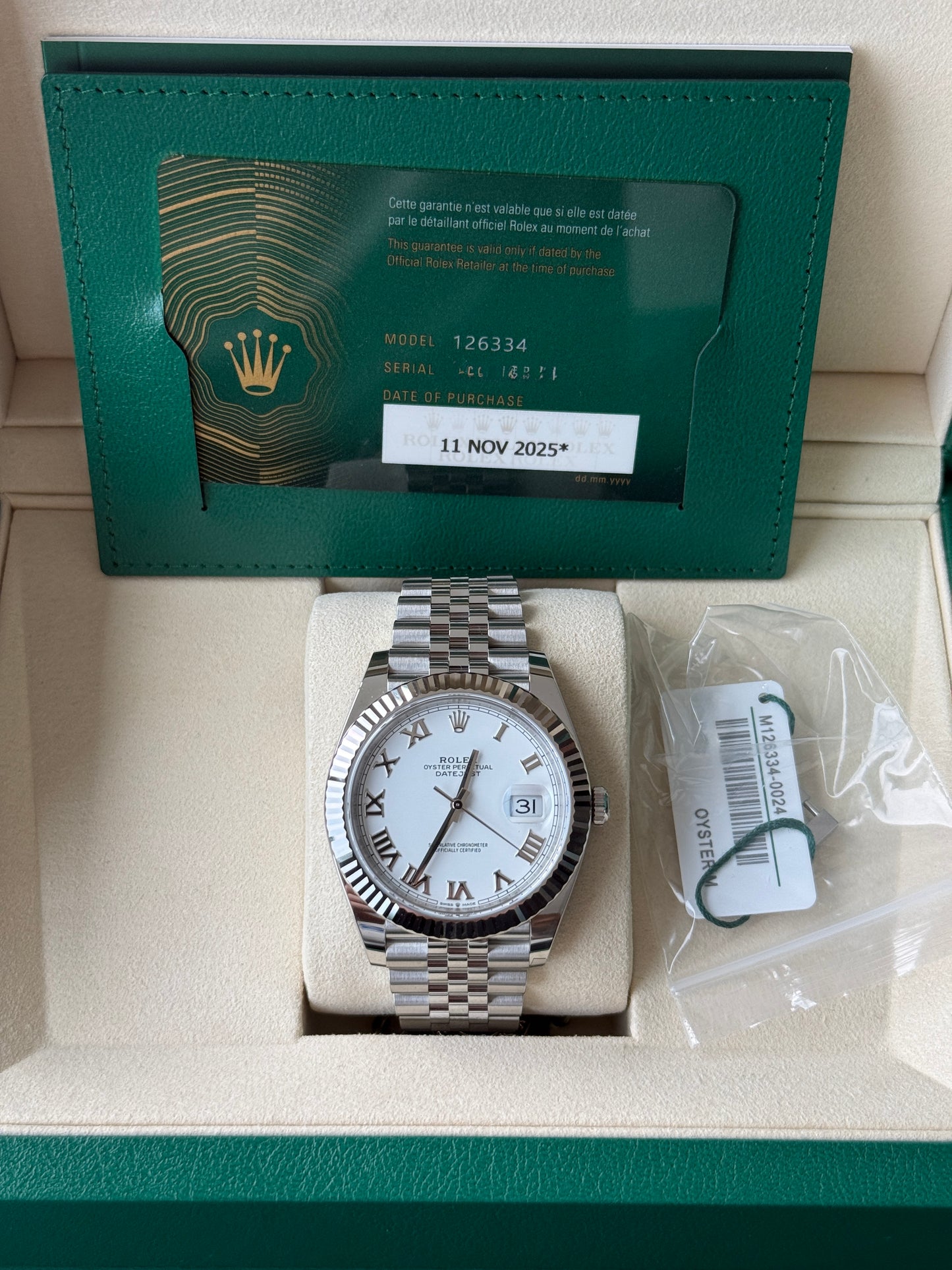 2025 Rolex Datejust 41mm White Roman