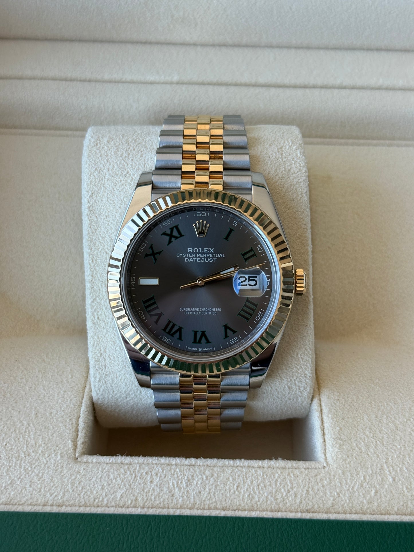 2022 Rolex Datejust Wimbledon Two Tone Yellow Gold 41mm 126333