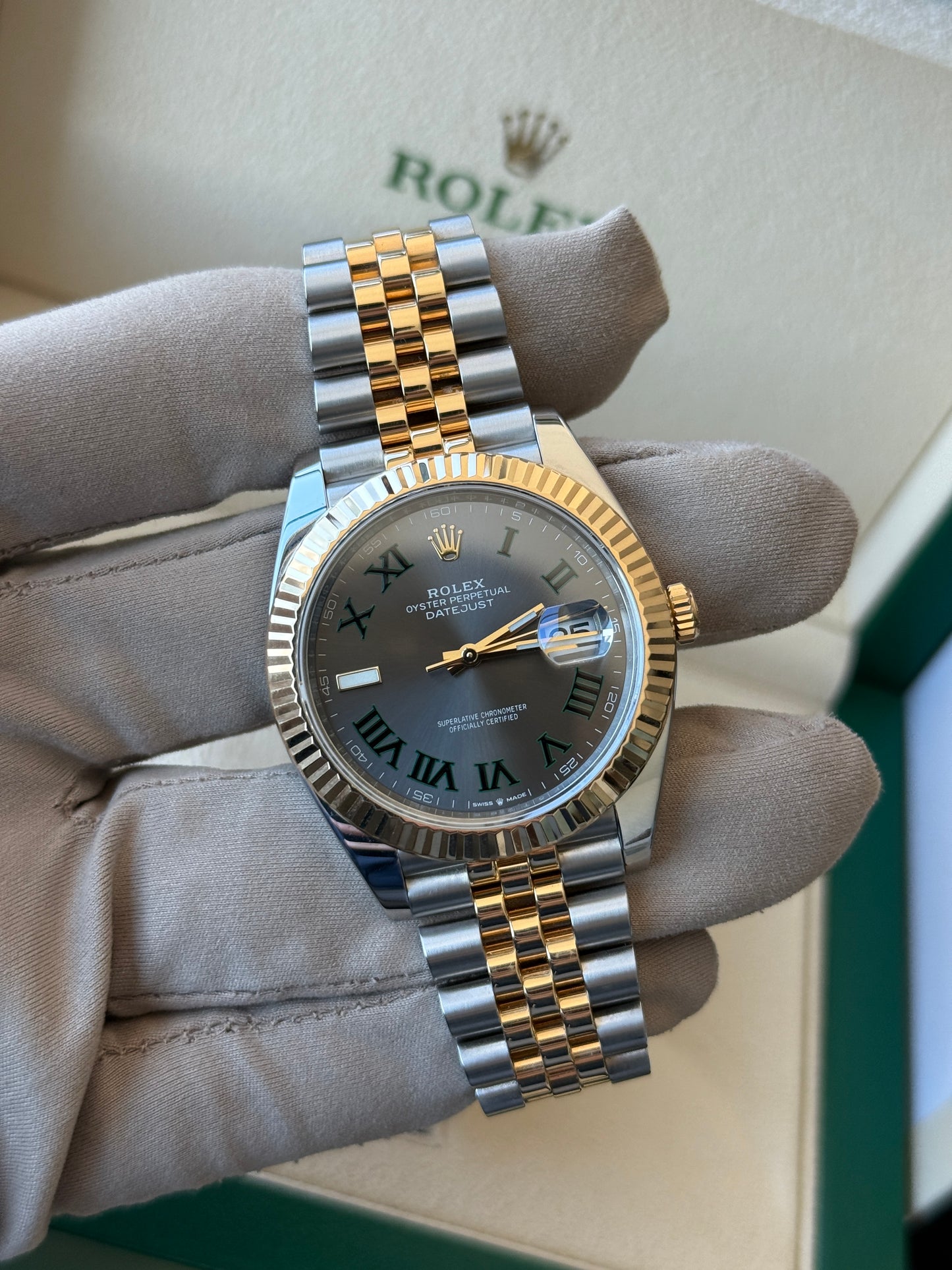 2022 Rolex Datejust Wimbledon Two Tone Yellow Gold 41mm 126333