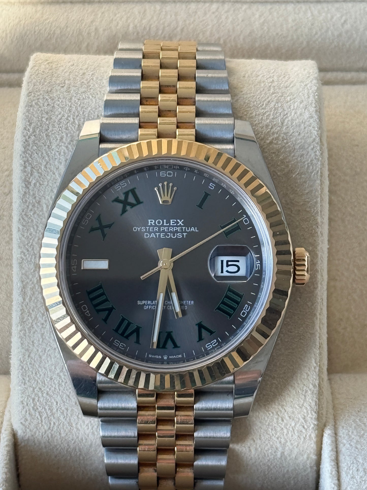 2022 Rolex Datejust Wimbledon Two Tone Yellow Gold 41mm 126333