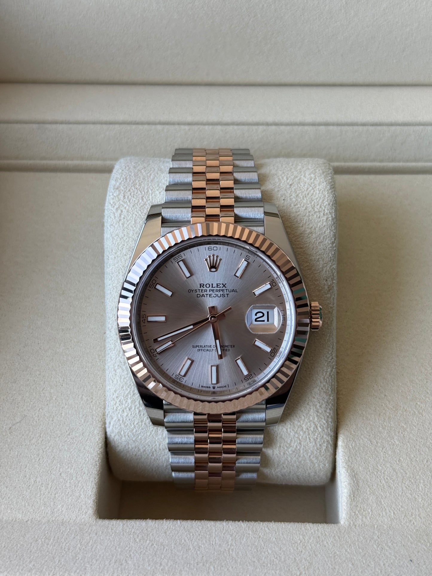 2021 Rolex Datejust Sundust Two Tone Rose Gold 41mm 126331
