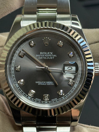 2012 Rolex 41mm Datejust II Rhodium Diamond 116334
