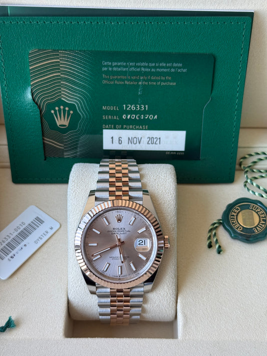 2021 Rolex Datejust Sundust Two Tone Rose Gold 41mm 126331