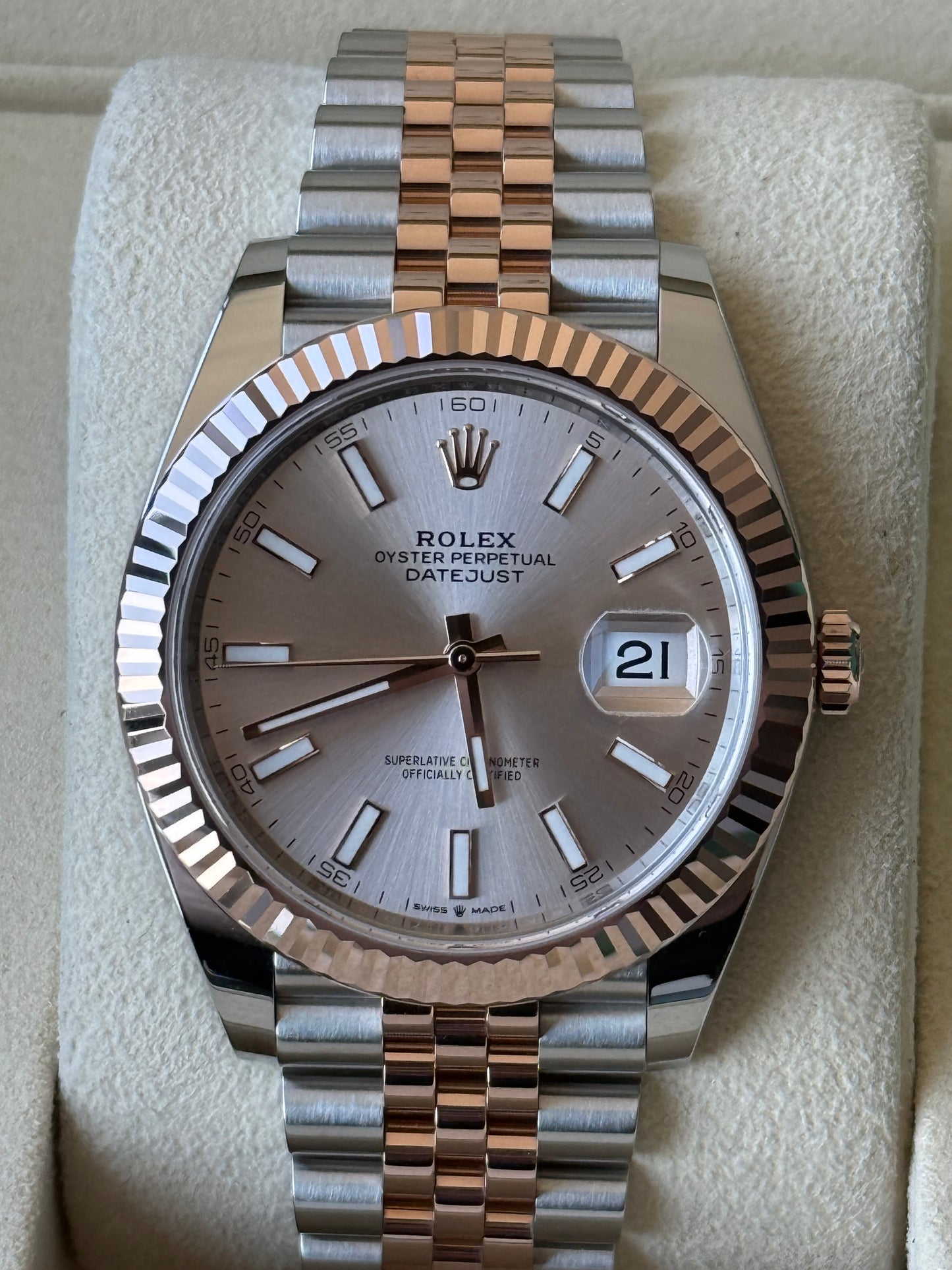 2021 Rolex Datejust Sundust Two Tone Rose Gold 41mm 126331