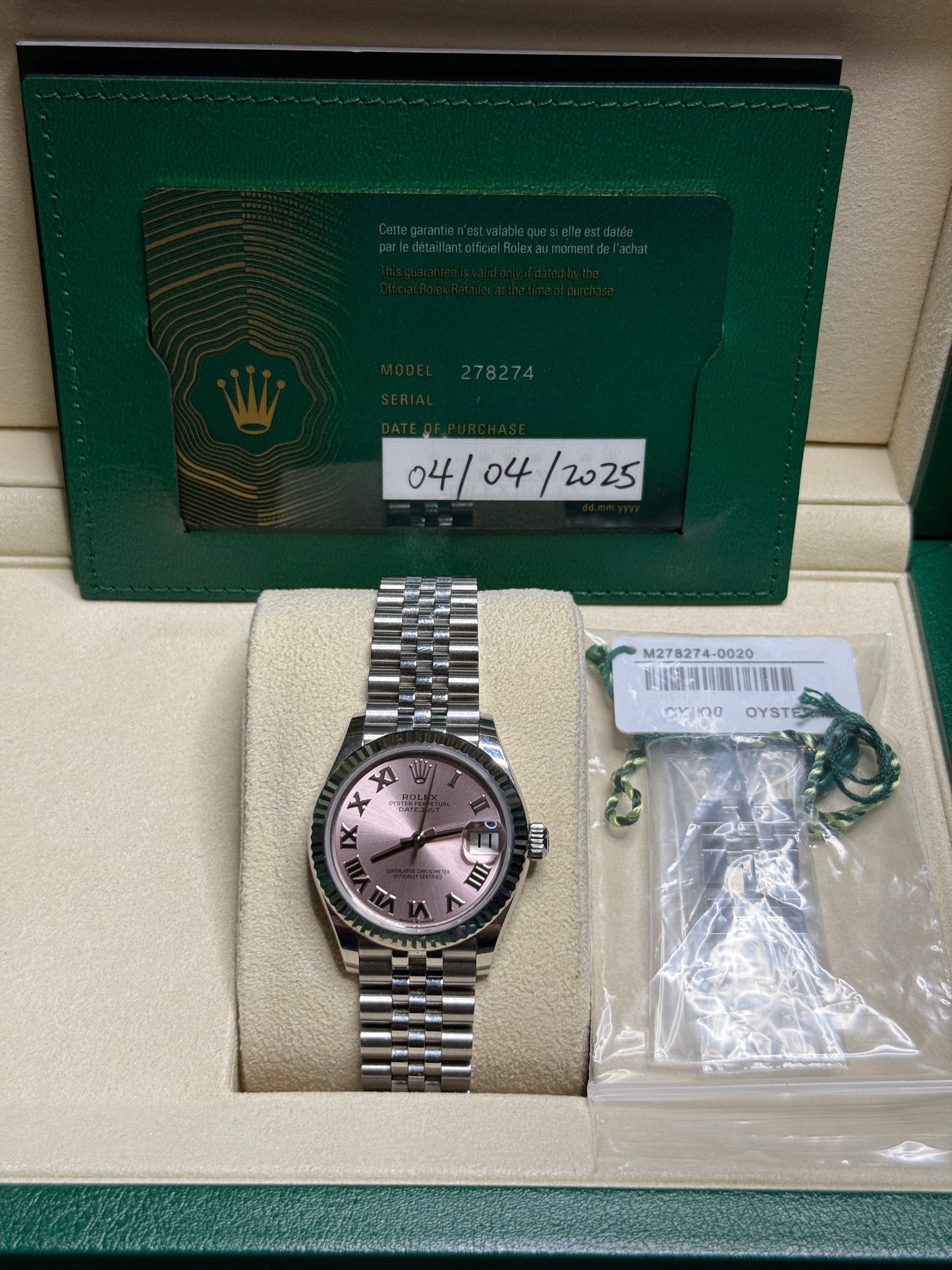 April 2025 31mm Ladies Datejust Pink Roman 278274