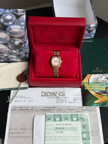 2000 Ladies Datejust 26mm Silver Dial Two Tone Yellow Gold