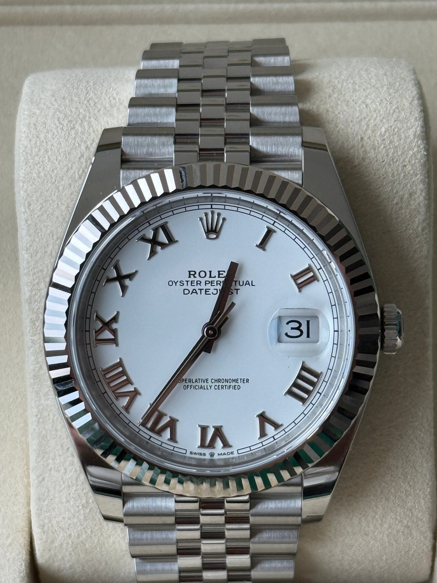 2025 Rolex Datejust 41mm White Roman