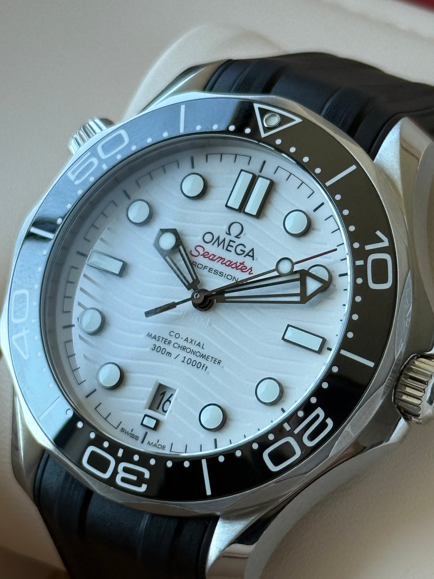 2023 Omega Seamaster 300m White on Black Rubber