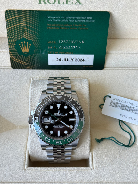 2024 Rolex GMT Master II “Sprite” Black/Green 40mm 126720VTNR