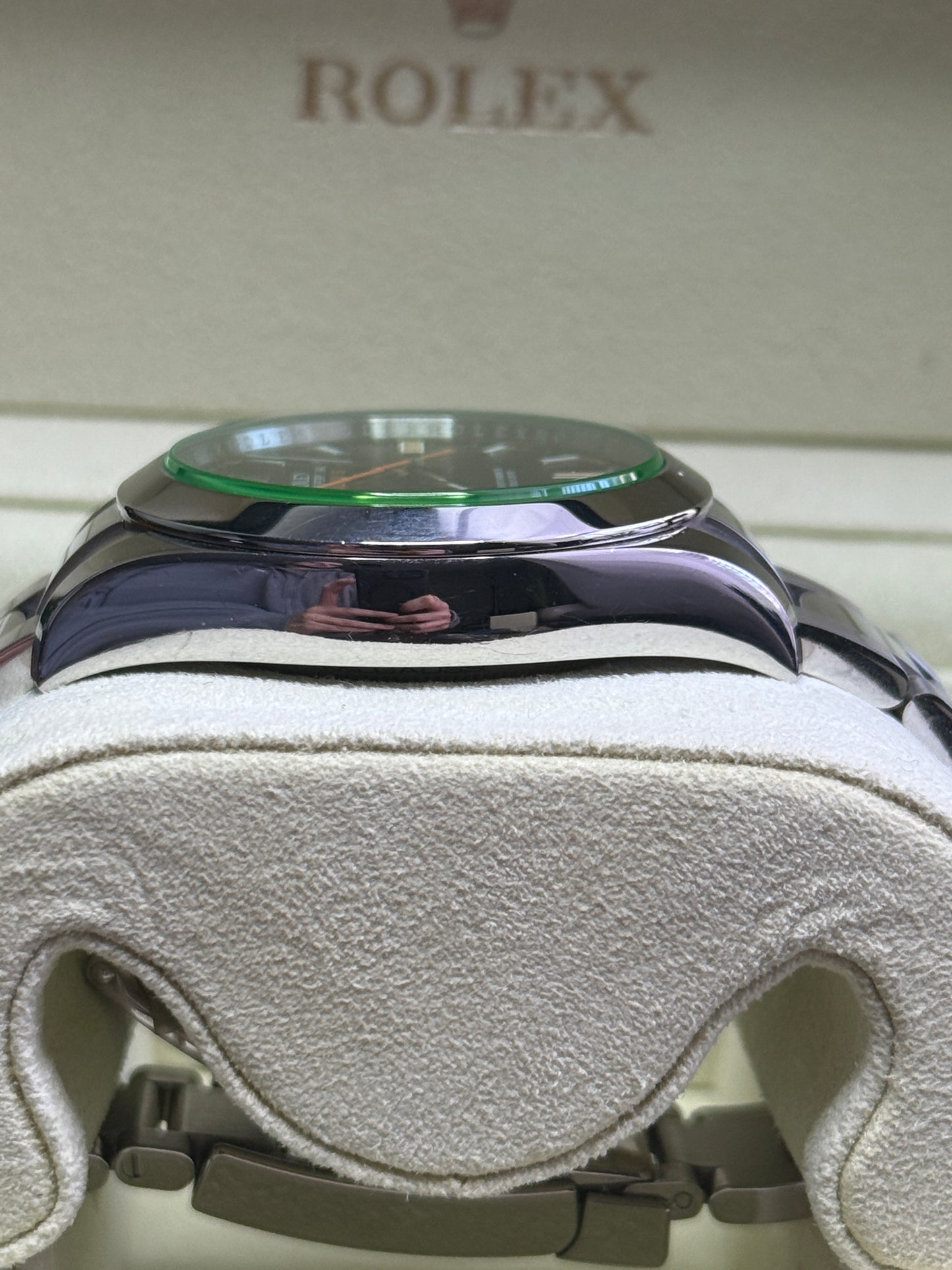 2014 Rolex 40mm Milgaus Black Dial Green Crystal 116400